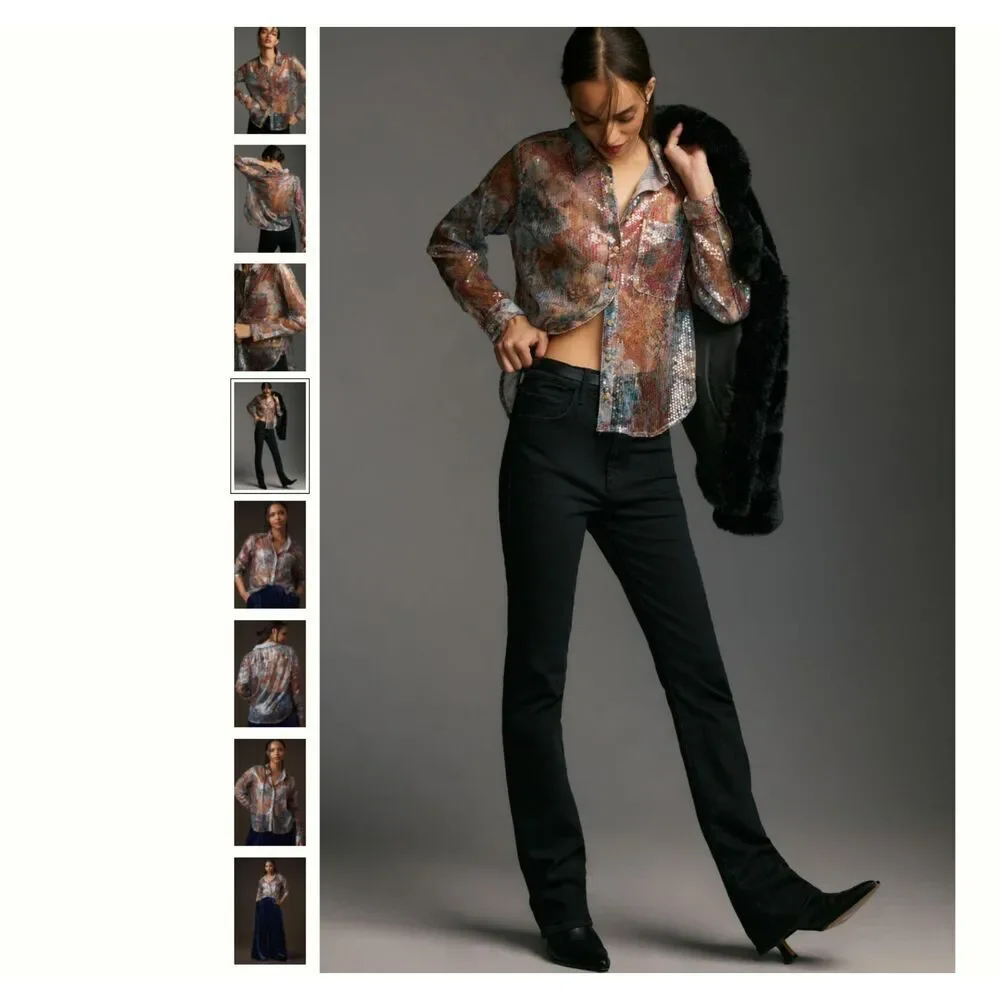 Pilcro Multi-Color Sequin Button-Up Blouse - Picture 2 of 5